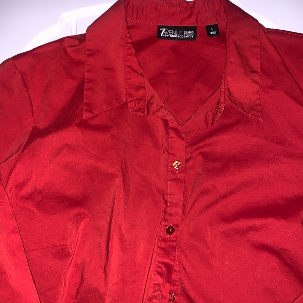 NY and co blouse sz lg red 3/5 sleeve